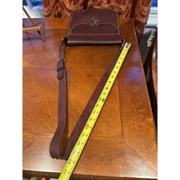 Handmade Brown Leather Messenger Bag Satchel Whipstitch Brass Latch Crossbody - Picture 17 of 17